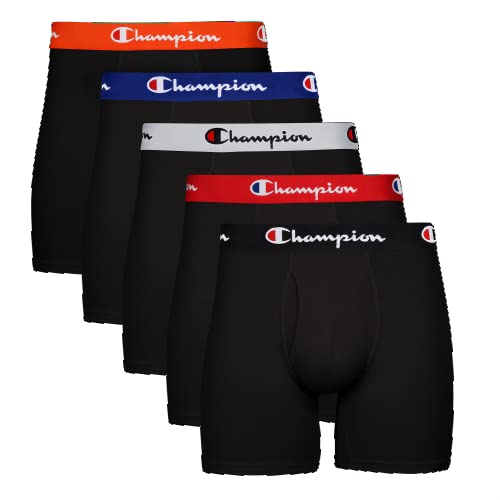 Champion mens Cotton Stretch Boxer Briefs, Black/Black/Oxford Grey Heather, X-Large US