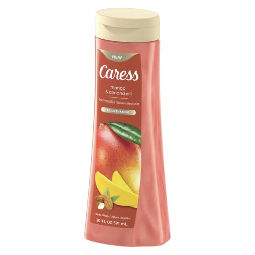 Caress Body Wash for Women, Mango & Almond Oil, Refreshing Shower Gel for Smooth, Rejuvenated Skin, 20 fl oz, 4 Pack