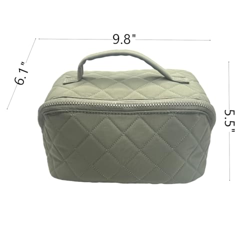 Travel Makeup Bag with 7 Compartments - Lay Flat Cosmetic Organizer