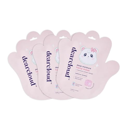 Dearcloud Peach Honeysuckle Hand Mask 3-Pack with Shea Butter & Glycolic Acid