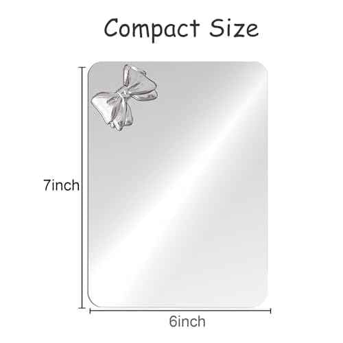 Magnetic Locker Mirror 6"x7" Real Glass Frameless Mirror with Magnetic Backing for School Locker, Bow School Makeup Mirrors for Girls Bathroom Refrigerator Dorm Gym Office Cabinet Home