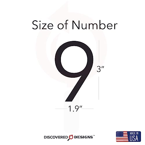 Discovered Designs – Premium Individual 3D Acrylic Mailbox Number – Self Stick – Long Lasting – Weatherproof – Made in USA (Black 3 inch, Number 9)