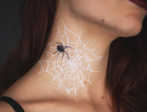Halloween Spider Web Face Tattoos - 2 Complete Looks
