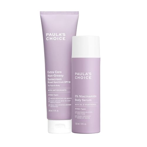 Paula's Choice 5% Niacinamide Body Serum Treatment + Extra Care Non Greasy Oil-Free Water-Resistant Body Sunscreen SPF 50, All Skin Types Including Acne-Prone, Fragrance-Free, Set of 2