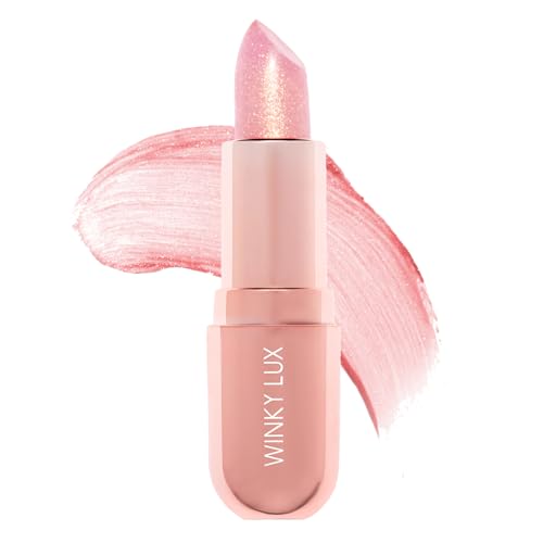 Winky Lux Glimmer Balm, pH Lip Balm, Color Changing Lipstick and Tinted Lip Balm, Vegan & Cruelty Free Lip Balm, Hydrate & Plump, Pink Shimmer Lipstick, Rosé