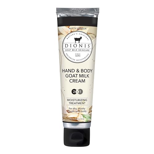 Dionis Goat Milk Skincare Nutty Vanilla Scented Hand & Body Cream - Cruelty Free Travel Size For Hydrating & Moisturizing