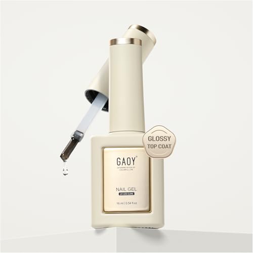 GAOY Glossy Gel Top Coat for Gel Nail Polish, 16ml Glassy No Wipe Clear Finish, High Gloss Varnish for Long Lasting UV Gel Nail Art DIY
