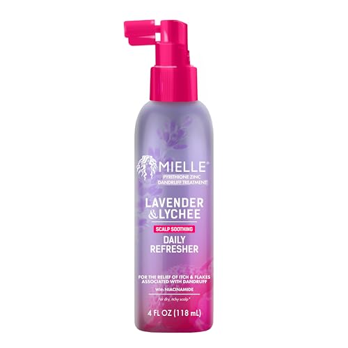 Mielle Lavender Lychee Scalp Refresher with Pyrithione Zinc 0.1% – No-Rinse Dandruff Treatment 4 fl oz