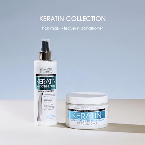Advanced Clinicals Keratin Hair Mask 12 Fl Oz for Color-Treated Hair - Fortifying Detoxic Keratin Conditioner with Shea