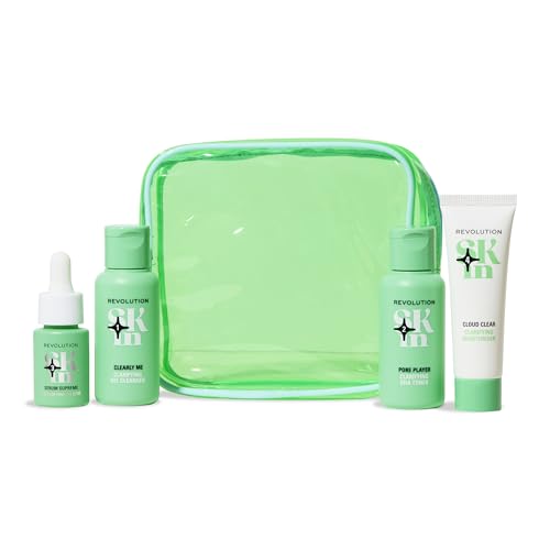 Revolution Skin, Clearly Clarify 4 Step Starter Kit, Skincare Set for Blemish-Prone Skin with Cleanser, Toner, Serum & Moisturizer, Vegan & Cruelty-Free, 4 Mini Products