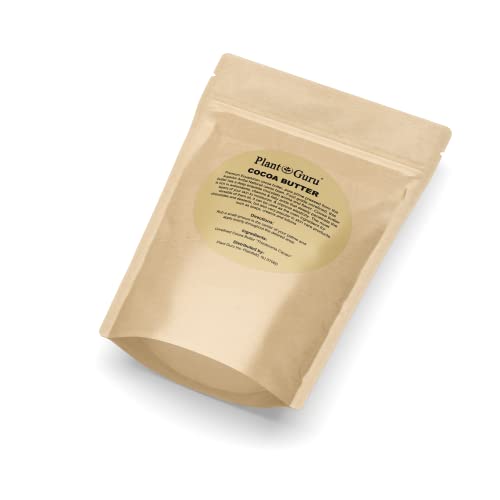 Plant Guru Raw Cocoa Butter 2 lbs. Bar - 100% Pure Natural Unrefined FOOD GRADE Arriba Nacional Cacao Bean, Great For Chocolate Making, Soap, Lip Balm and Moisturizer For DIY Body Butters