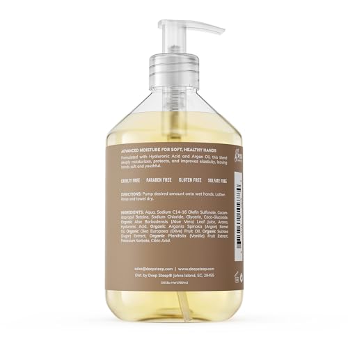 Deep Steep Liquid Hand Wash, Brown Sugar Vanilla, 17.6 oz ? Moisturizing Cleanser with Olive Oil, Aloe Vera, Glycerin & Hyaluronic Acid ? Vegan, Clean Beauty, Soft & Nourished Hands