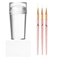 Clear Silicone French Tip Nail Stamper Kit with Art Brushes & Scraper