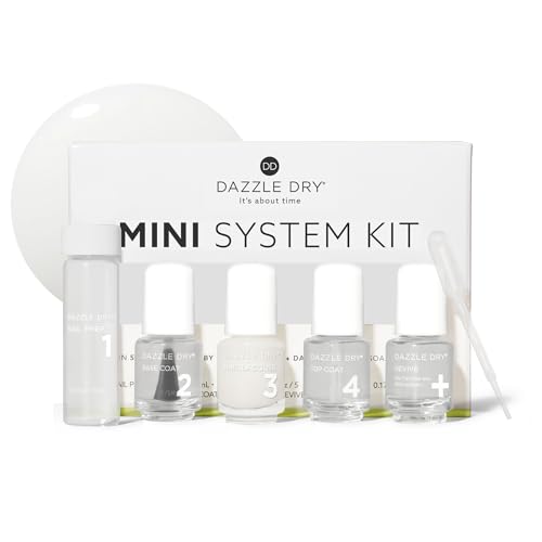 Dazzle Dry Mini Nail Kit with Base, Top & Fine China Lacquer – 4 Step System