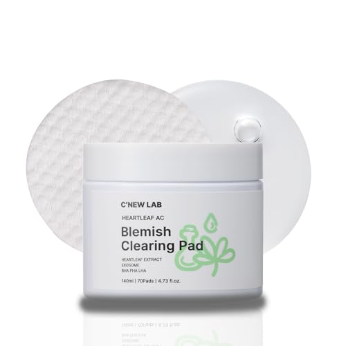 C¡¯NEW LAB Heartleaf AC Blemish Clearing Pad (70 pads) | Blackhead & Exfoliating Facial Pads for Smooth Skin | Heartleaf Extract, Heartleaf Exosome, Allantoin, PHA, Korean Skin Care