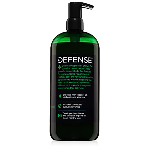 Defense Soap Peppermint Tea Tree Body Wash | All Natural Organic Shower Soap for Athletes | Odor Control & Skin Fungal Protection for Sports, Post Workout & Recovery - 32 oz