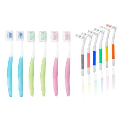 6PCS U-Shaped Orthodontic Toothbrush and 6PCS Interdental Brush,Soft Bristles Braces Toothbrush for Adults