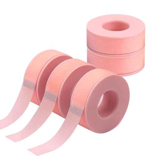 Lash Tape for Eyelash Extensions - Silicone Gel Eyelash Tape Eyelash Extension Tape for Sensitive Skin Pain Free Removal Breathable Micro Eyelash Extension Supplies£¨0.49in x 3.94yd£¬5Rolls Pink£©