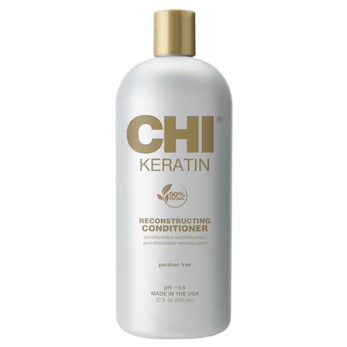 CHI Keratin Reconstructing Conditioner, Delivers Healthier Hair, Adds Shine & Helps Prevent Future Breakage, Sulfate, Paraben, & Cruelty-Free, 32 Oz