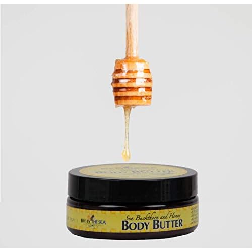 Bee by the Sea Honey and Sea Buckthorn Body Butter Cream for Dry Skin, 6 oz