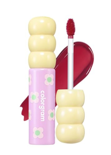 COLORGRAM Fruity Glass Tint 08 Lovely Raspberry | | Lip Plumper l Glossy Dewy Lip Gloss, Highly Pigmented Raspberry Red Shade with Glowing effect, Buildable & Blendable 0.11 Oz.