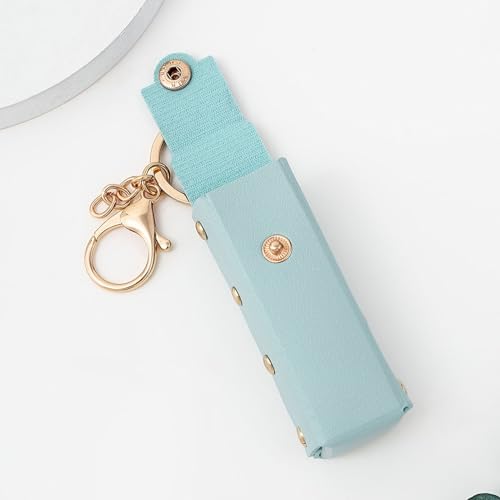Aswewamt 4 Pcs Lipstick Holder Keychain PU Leather Chapstick Case Keychain Lip Balm Portable Sleeve Organizer Holder