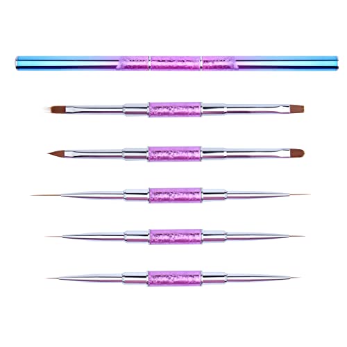 Nail Art Brushes Set, YIHUALE 5PCS Nail Art Design Pen Painting Tools Nail Liner Brush for Home DIY Manicure and Professional Nail Salon (5PCS Double-Ended Multicolor)