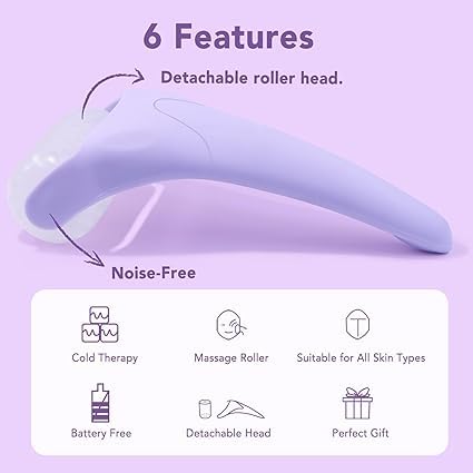 Facial Message Roller with extra steel head [Purple],Ice roller for face and eye, face messager, Migraine Relief,gua sha facial tool, Eye Puffiness Relief, Skin Care Tool Reduce Wrinkles,