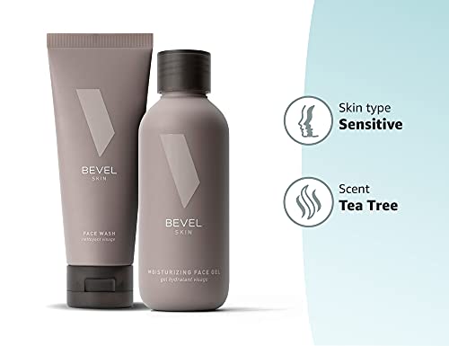 Bevel Face Gel & Face Wash Bundle - Includes Face Moisturizer for Men & Face Wash with Tea Tree Oil, Cleanse, Hydrate and Revitalize Skin