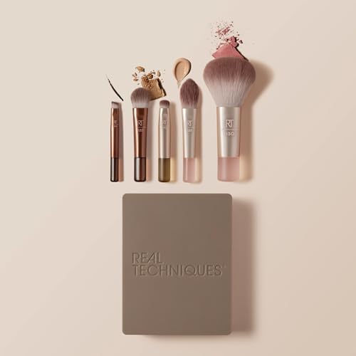 Real Techniques Mini Makeup Brush Set, 6-Piece with Mirror
