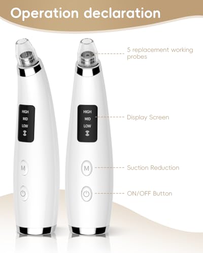 Blackhead Remover Pore Vacuum with 5 Probes & 3 Suction Levels