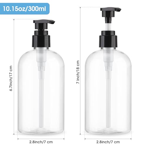 300ml Empty Pump Bottles 2 Pack Clear Plastic Dispenser