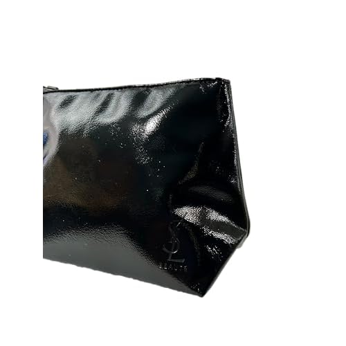 Yves Saint Laurent YSL Cosmetic BLACK PATENT Pouch Makeup Bag YSL Fragrance Bag (8L X 5H X 3W) - 6900/3300