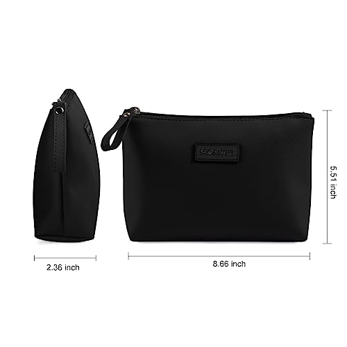 MAANGE Small Makeup Bag PU Leather Cosmetic Pouch with Zipper