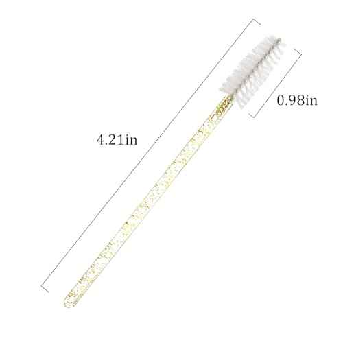 100 PCS Crystal Eyelash Mascara Wands Disposable Lash Brushes for Extensions Spoolie Brush Applicators Makeup Tool Kits (Gold handle)