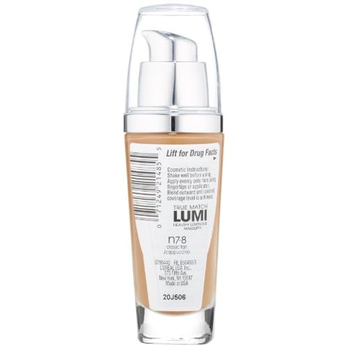 L'Oreal Paris True Match Lumi Healthy Luminous Makeup, N7-8 Classic Tan Cappucino, 1 fl; oz.