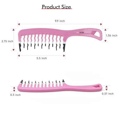 Big Hair Tools Extra Large Wide Tooth Comb for Thick, Curly, Wavy or Long Hair - Frizz-Free Detangling Shower Comb - Big Hair Comb and Microfiber Scrunchie