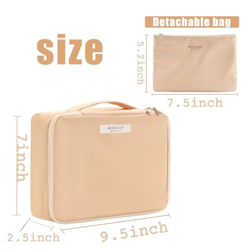 Queboom Large Capacity Travel Makeup Bag - Waterproof & Portable