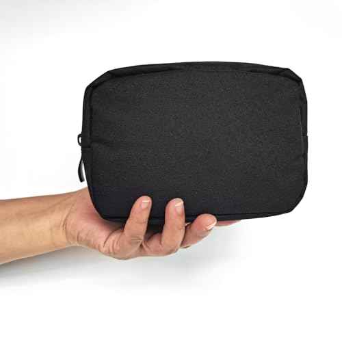 Small Makeup Bag For Purse, 2 Pack Travel Zippered Pouch, Portable Versatile Mini Organizer Toiletry Cosmetic Bag Nylon Electronics Accessories Storage Pouch For Women Men (Black)