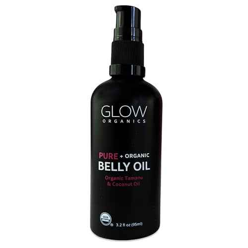 Glow Organics Belly Oil for Pregnancy, Prevents Stretch Marks & Scars, Organic Maternity Skincare, Fast-Absorbing, Pregnancy Safe Daily Ritual, 95ml