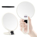 B Beauty Planet White 40X Magnifying Hand Mirror with Handle Travel Foldable Makeup Tool