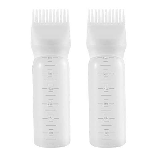 Hair Dye Applicator Bottles - 6oz Root Comb Dispenser (2-Pack)