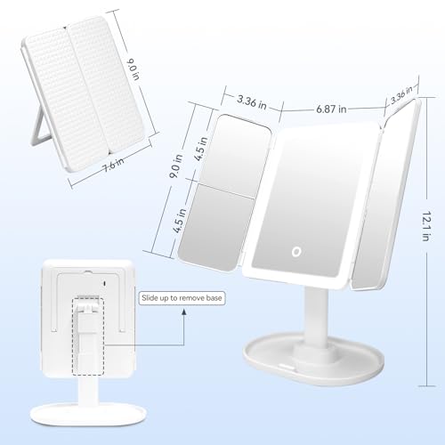 SANYCASA Makeup Mirror with Lights, 2X/3X/10X Magnification & Dimming