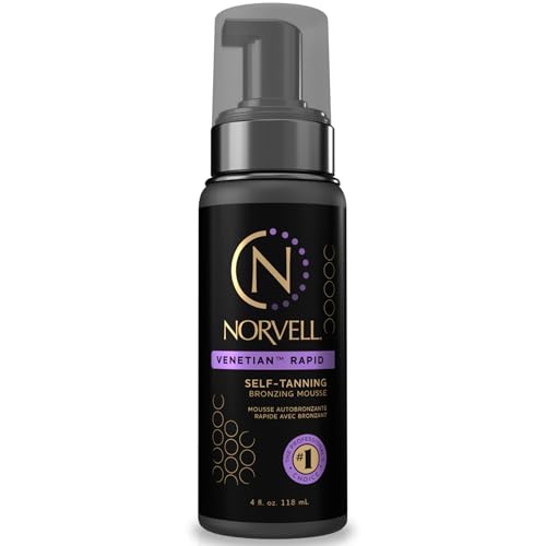 Norvell Self Tanner - Venetian Rapid Sunless Tanning Mousse 4 oz, For a Fast Self Tan with Cool Violet Brown Undertones for Streak Free Express Bronze Color