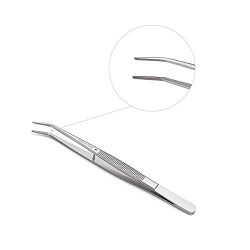 Stainless Steel Curved Tweezers with Serrated Tip (2-Piece Set)