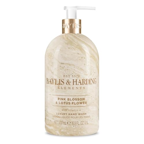 Pink Blossom & Lotus Flower Hand Wash with Dispenser - 16.9oz/500ml, 3-Pack - Baylis & Harding