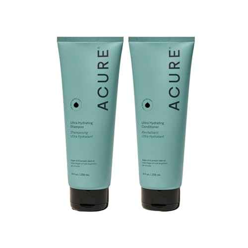 Acure Ultra Hydrating Shampoo and Conditioner Set - Moisturizing Set with Argan Oil for Women & Men with Dry, Damaged, Straight or Curly Hair, 100% Vegan, Paraben Free, Sulfate Free - 8 fl oz (2 Pack)