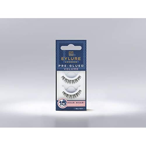 Eylure Press On Pre-Glued False Eyelashes, Volume Lash, No. 101, 1 Pair
