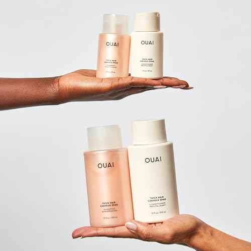 OUAI Thick Shampoo Travel Size - Moisturizing Shampoo with Keratin, Marshmallow Root, Shea Butter, Avocado Oil for Thick Hair - Strengthens & Hydrates - Paraben & Sulfate Free (3 Fl Oz)