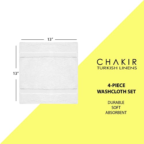 Chakir Turkish Linens 4-Piece Washcloths Set 100% Cotton